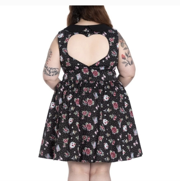 Hell Bunny Dress~Heart Cut Out~Tattoo~Pockets - Picture 2 of 4